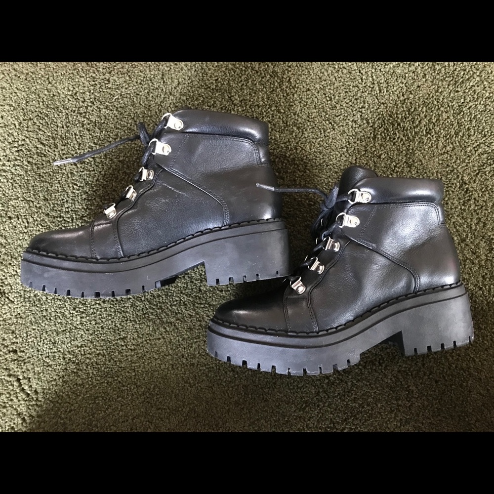 Marc Fisher LTD black lug sole boots